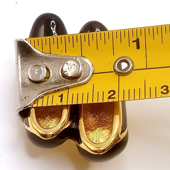 Vintage Napier Brooch Gold Tone Black Ballet Slippers Shoes Lapel Pin - Picture 9 of 9